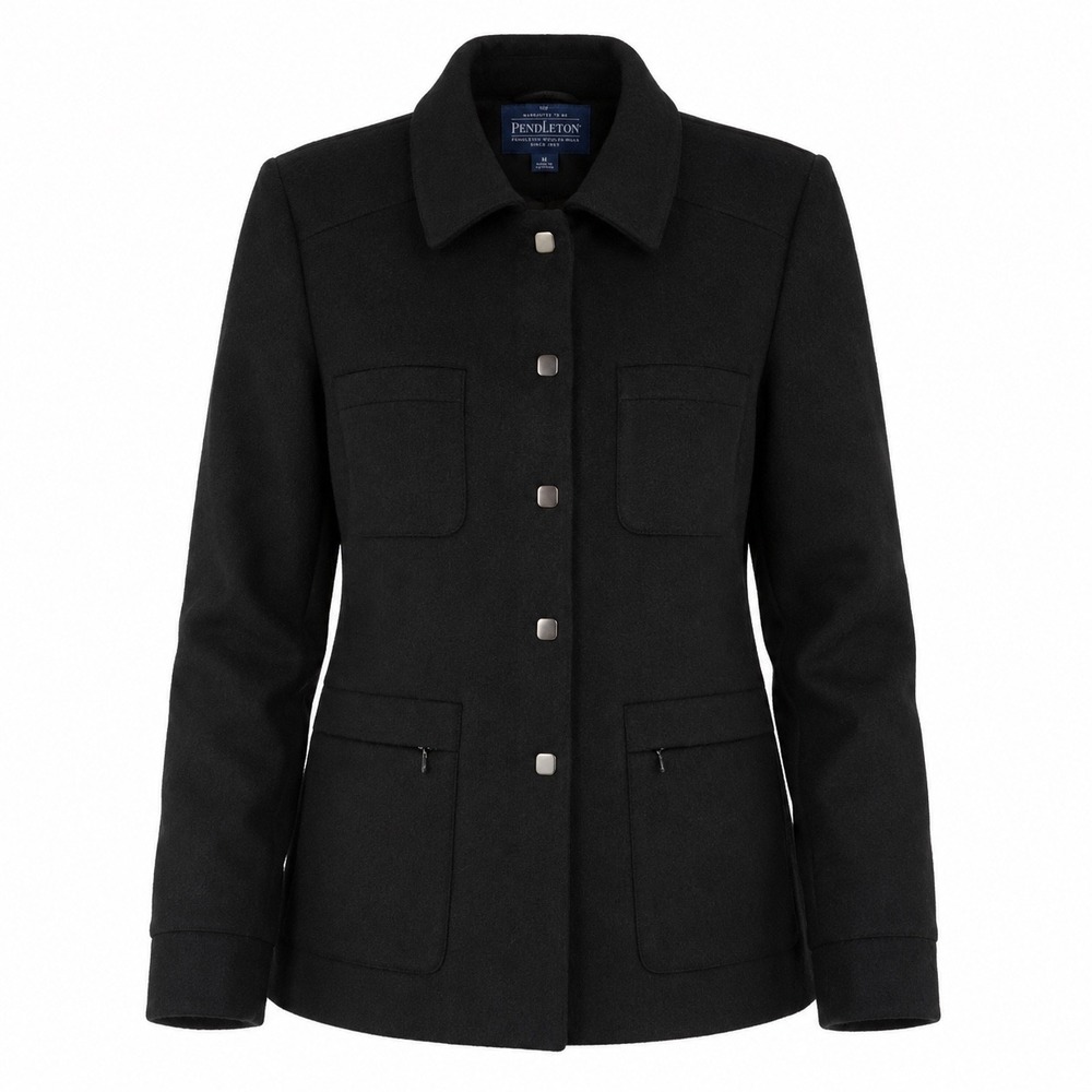 Mackintosh New England 12 100% Wool Minimalist Professional Utility Coat Black